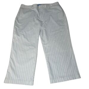 Dockers Capri Pants Size 16 Off White Pinstripe Stretch Preppy Workwear Y2K Era